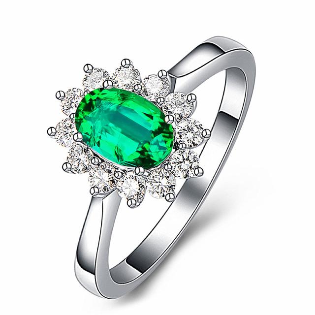

Классическое кольцо из серебра 925 пробы, ювелирные изделия, овальные изумрудные цирконовые кольца на палец с драгоценными камнями для женщин, свадебные аксессуары, обещанные аксессуары, оптовая продажа 5 зелёный