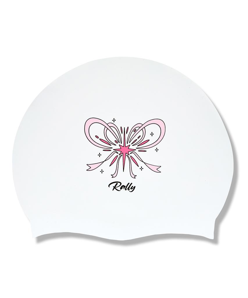 Laelliseupocheu [Rruc507 Wht] Twinkle Ribbon Silicone Swim Cap White