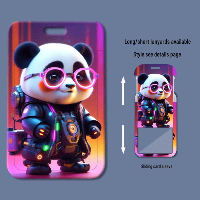 Panda Cyberpunk ID & Access Card Holder - Student, Work Badge, School ID, Bus Card Holder.
