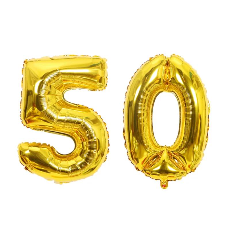32 Zoll Gold Silber Zahlen Folienballons 10 20 30 40 50 60 70 80 90 Jahre Alt Kind Erwachsener Geburtstag Jubiläum Party Dekoration