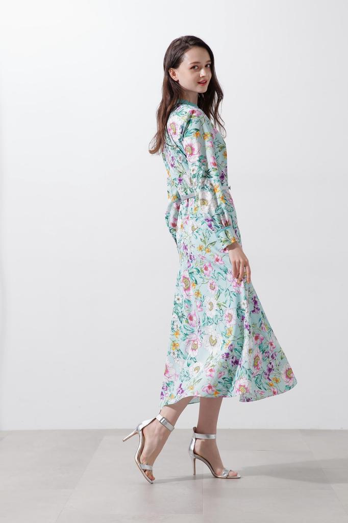 Pinky Diane Long Sleeve Mermaid Dress & (Floral Print) / Women's / 031-5140201 131_Mint