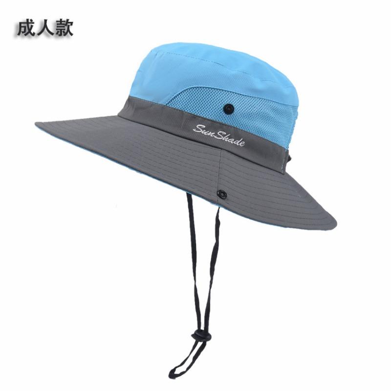 100% Polyester 9002 Summer Outdoor Sun Hat, Breathable Sun Hat, Folding Sun Hat, Female Ponytail Hole Fisherman Hat