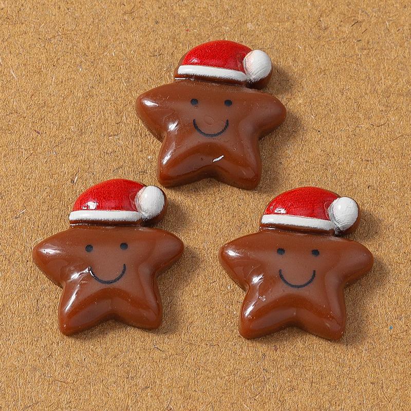 10pcs Resin Christmas Elk Santa Claus Flat Back Cabochon Scrapbook for Jewelry Making DIY Hairpin Brooch Accessories Supplies