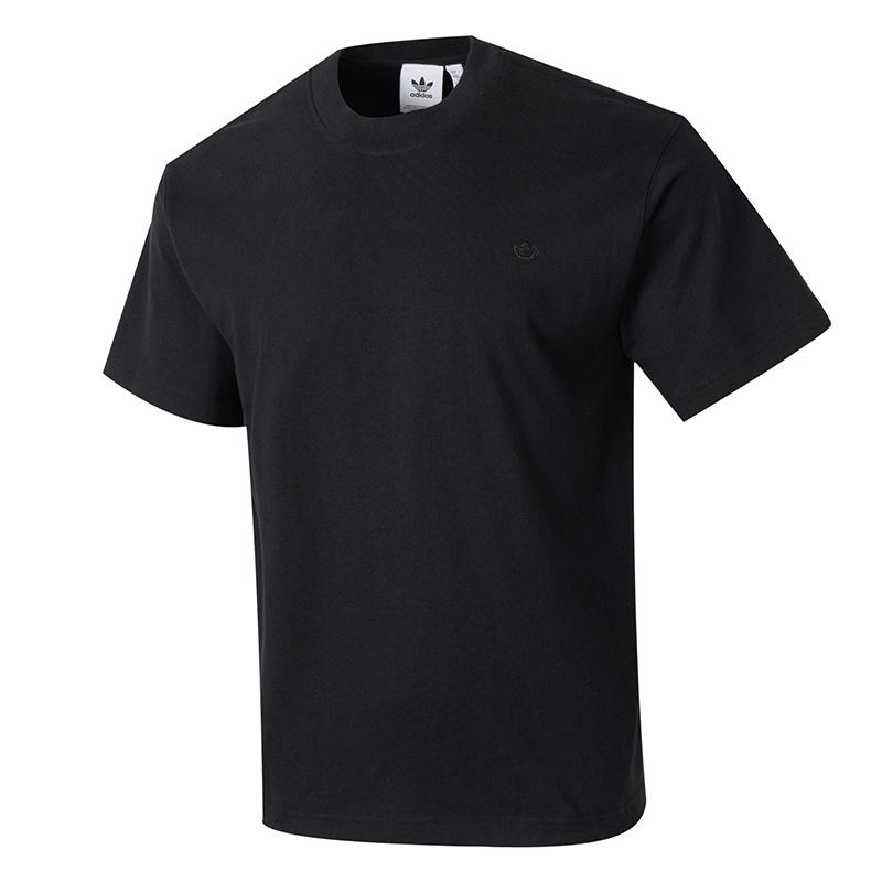 Men s adidas Solid Color Round Neck Pullover Short Sleeve Casual Black T-Shirt HK2890 S