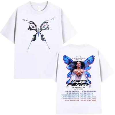 2026 Katy Perry The Lifetimes Tour Print Tee Shirt Men Women Vintage Aesthetic High Quality Oversized Cotton T-Shirts Streetwear