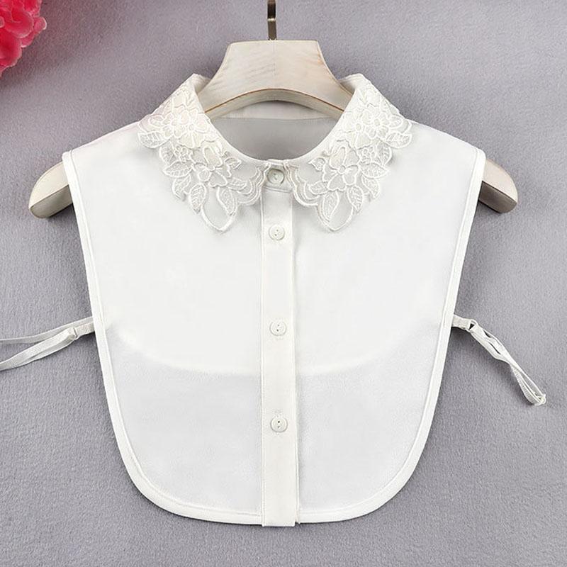 Białe Sztuczne Kołnierzyki Dla Kobiet Krata Klapa Odpinany Kołnierzyk Koszula Koronka Stójka Fałszywy Kołnierzyk Kobieta Zdejmowany Krawat Nep Kraagie