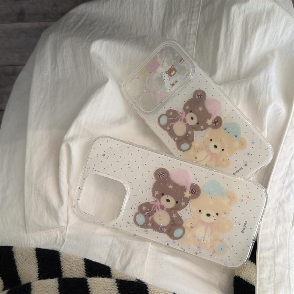 Cartoon Double Layer Bear Phone Case, Compatible with iPhone 14/13 & Apple 17/16/15 PROMAX, Anti-Drop Protection