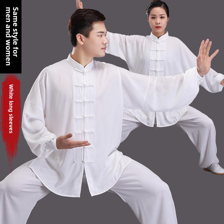 Хлопково-шелковый костюм для тай-чи для женщин и мужчин - Весенне-летний костюм для выступлений по боевым искусствам Medium