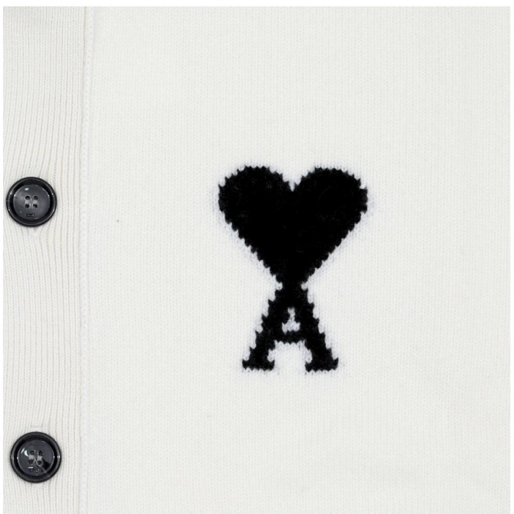 Ami Big Heart Logo Intarsia Cardigan Model Ukc368 018 151