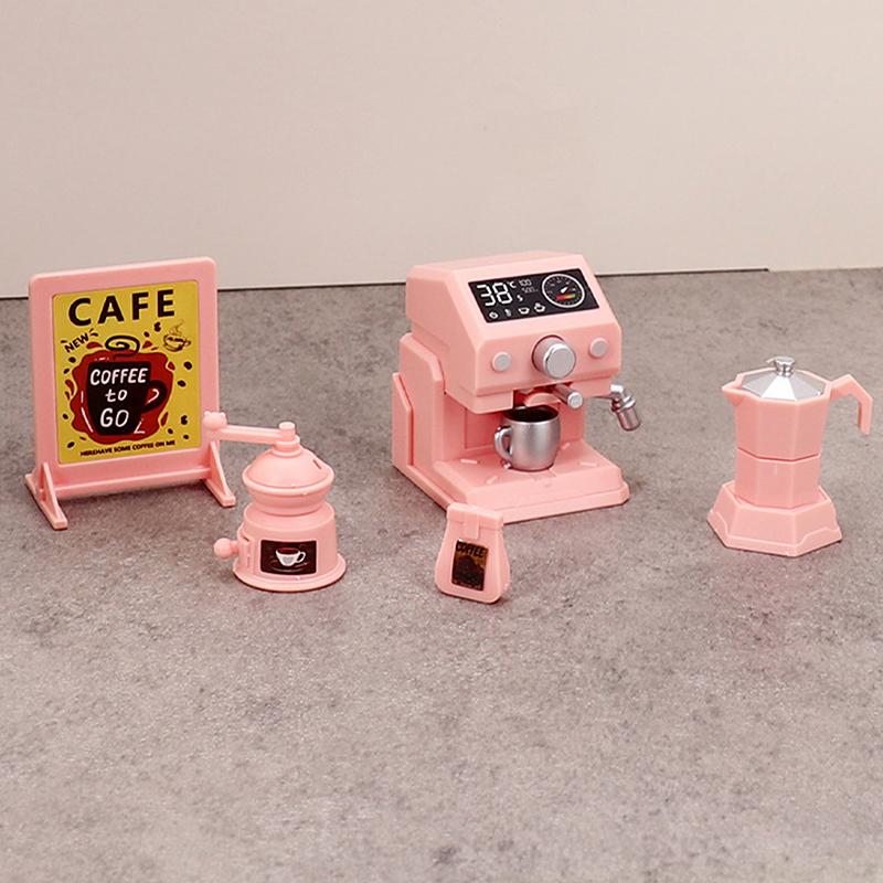 Set Macchina da Caffè Rosa per Casa delle Bambole 1/12 Ornamenti per Scena Caffetteria Casa delle Bambole Accessori Decorativi per Casa delle Bambole