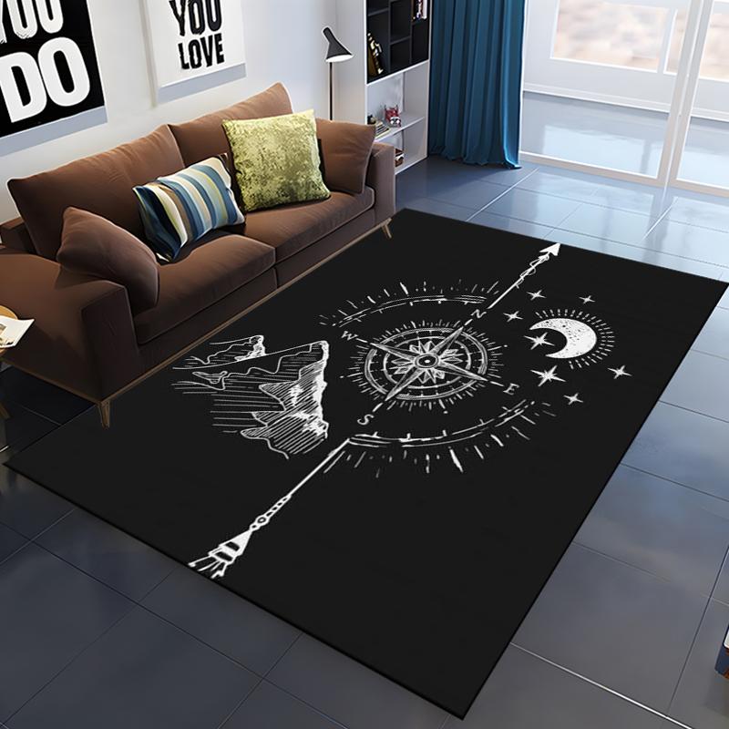 3D Retro Compass Map World Map Area Rug,Carpet Rug for Living Room Bedroom Sofa Decoration,Kitchen Doormat Non-slip Floor Mat