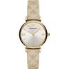 Gianni T-Bar Silver Beige Textile Over Leather Ladies Quartz Watch AR11127