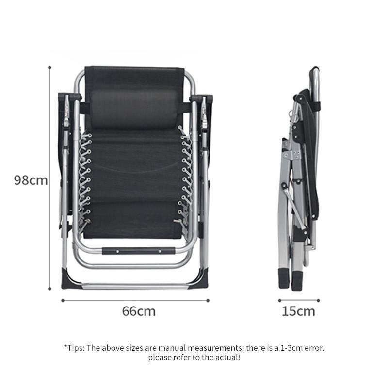 Foldable Armchair Black Ergonomic Lazy Chair Portable Lounge Deck Chair Home Leisure Recliner