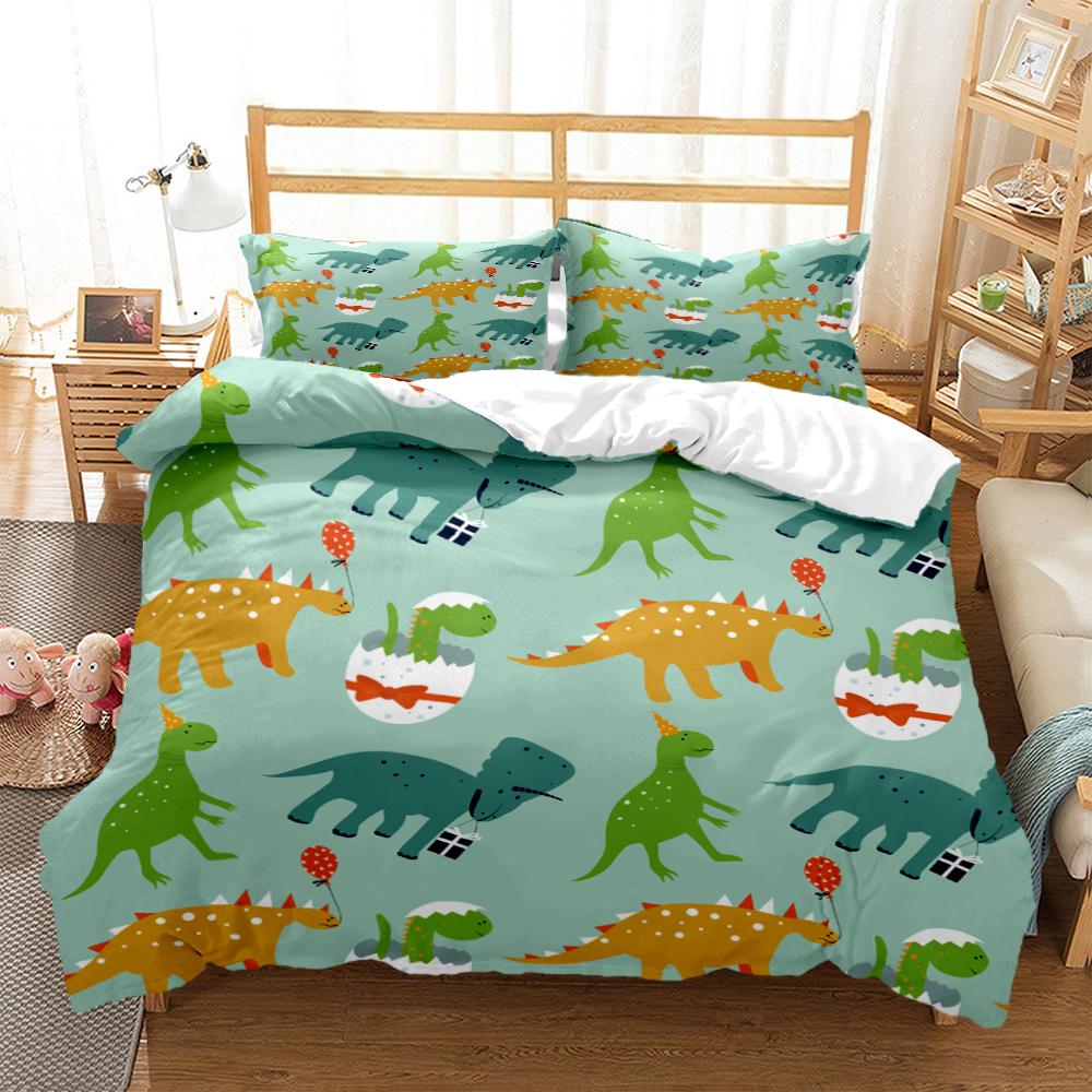 Comforter Cartoon Dinosaur Hd Print Polyester Bedding Setsteens Boy Girl Or Adults For Beds King Size Bedding Set