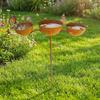 Rusted 3-Tiered Bird Bath Metal Bird Feeding Station Multi-Purpose Bird Water Bowls  Yard