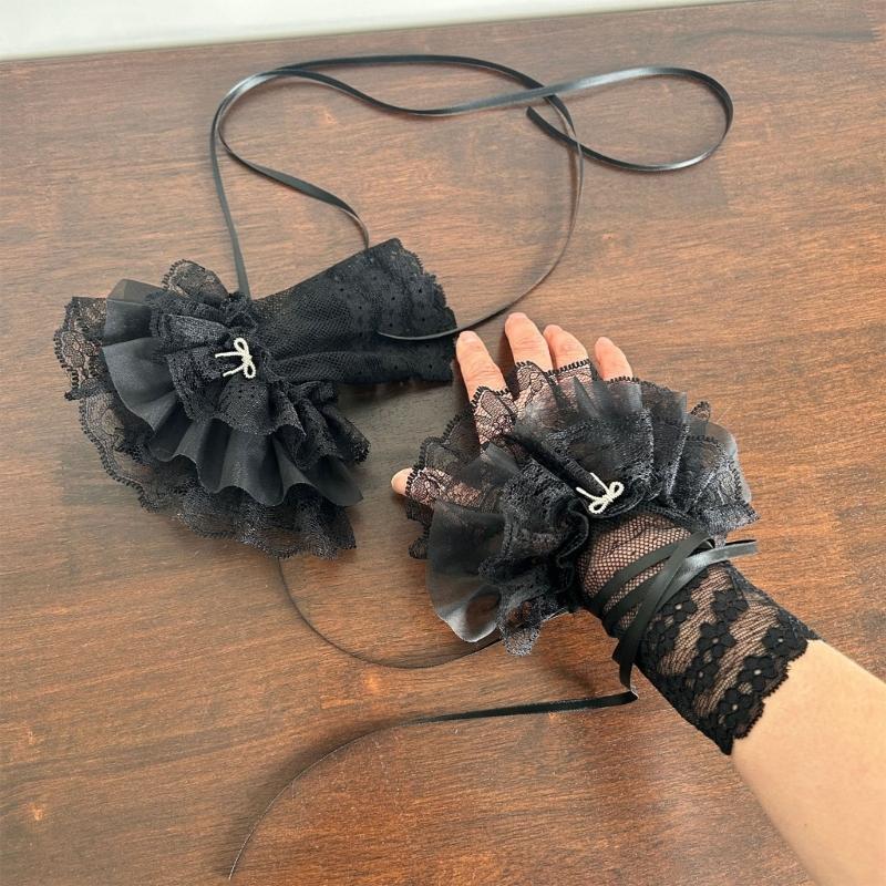 Lace Wrist Cuffs For Shirt Sweater Balletcore Elaborate False Sleeve Ornament Lace Brim Sleeves False Wrist Cuffs