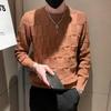 Korean Autumn/Winter New Sweaters Men's O-Neck Solid Chessboard Pattern Fashion Casual Loose Long Sleeve Pullovers Knitted Tops