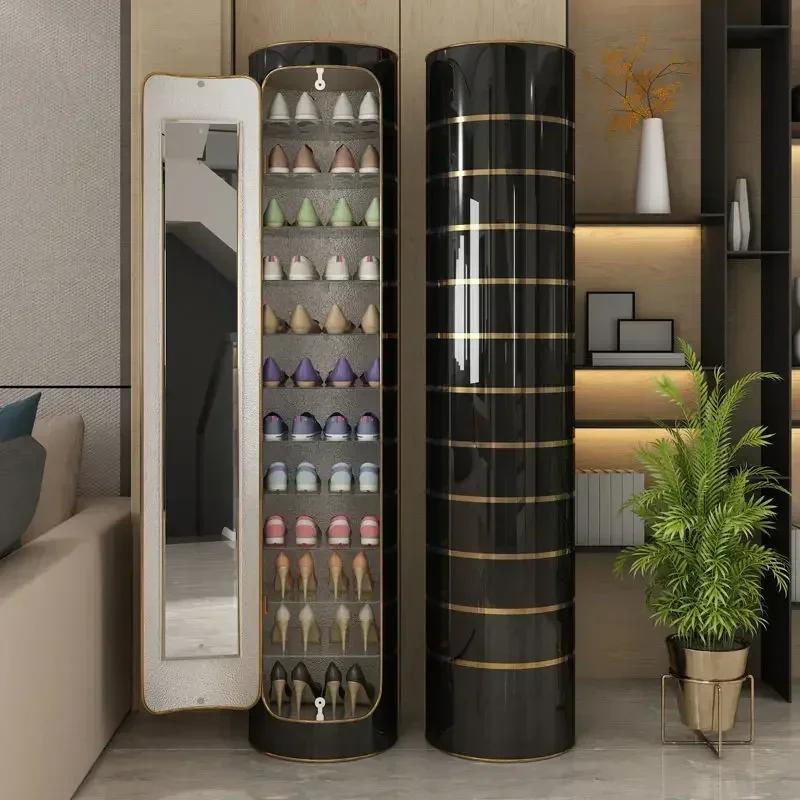 High-tech Ozone Intelligent Rotatable Shoe Cabinet 360° Home Storage Shoe Rack High Cylindrical Shoe Cabinet Entrance Furniture