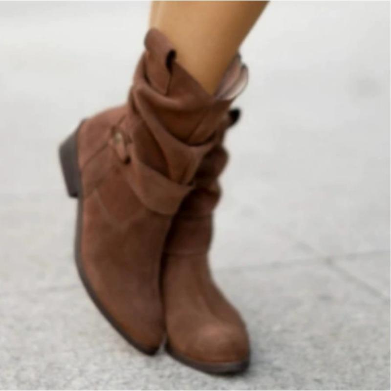 Winter New Style Popular Women's Boots Large Low Heel Plus Size 34-43 Suede Ankle Boots for Women Brown Long Boots  Mujer