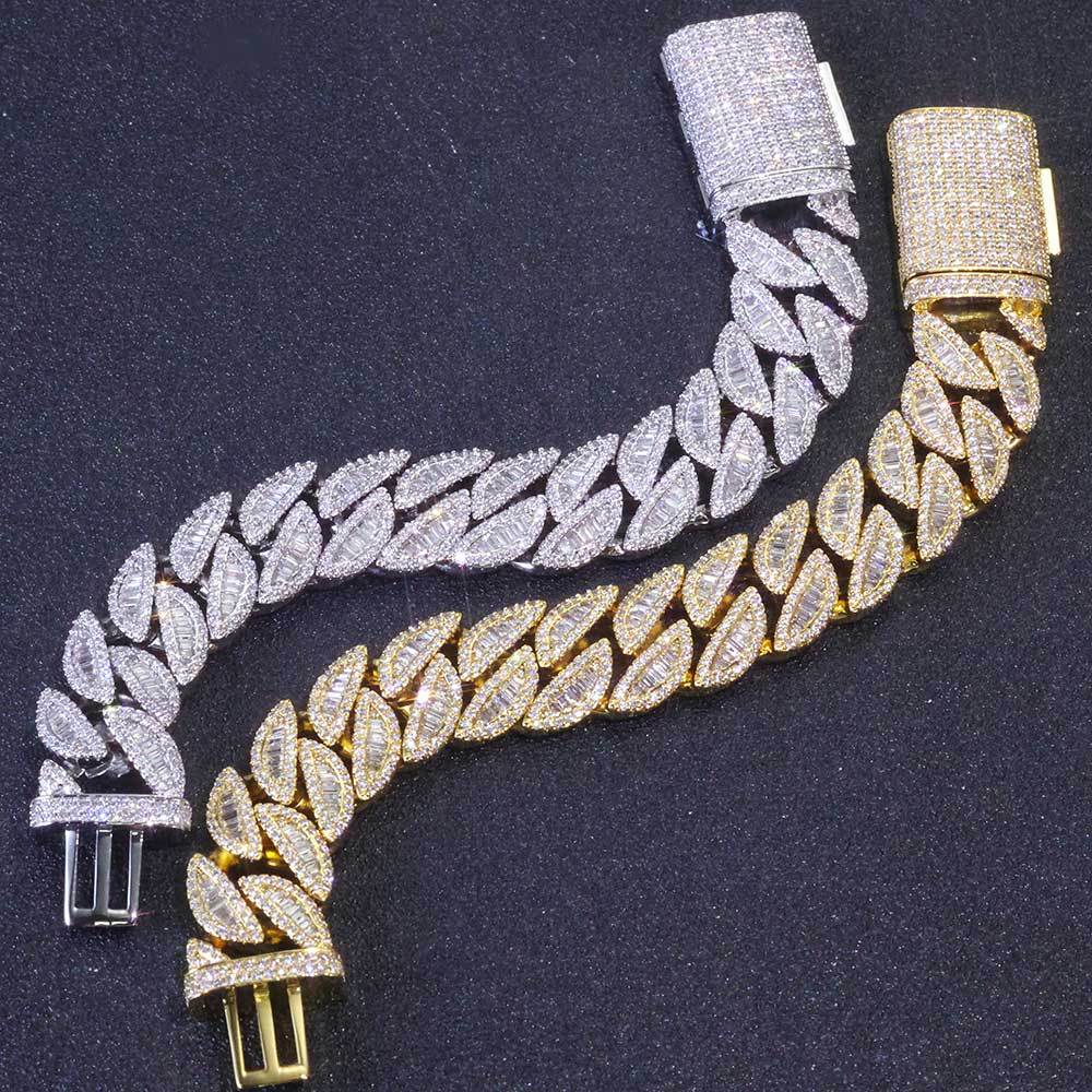 Hip Hop 20mm Mixed Set T-shaped Cubic Zirconia Cuban Chain Hip-hop Jewelry Trendy Necklace