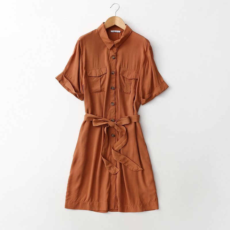 

Export Export Plus Size Noil Poplin Dress Loose Thin Extra Large Artificial Cotton Shirt Dress Plus Size Ladies Summer Light army green Euro -48 (Bust size 132)