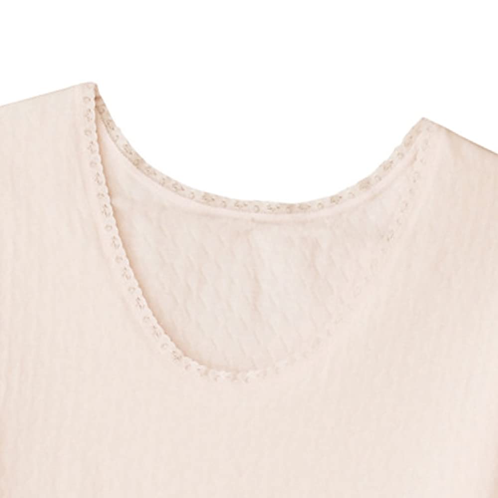 Gunze Slimmer Comfortable Quilted Made in New Calm Size L Women's 3/4 Sleeves, Japan, KH4246, Beige,