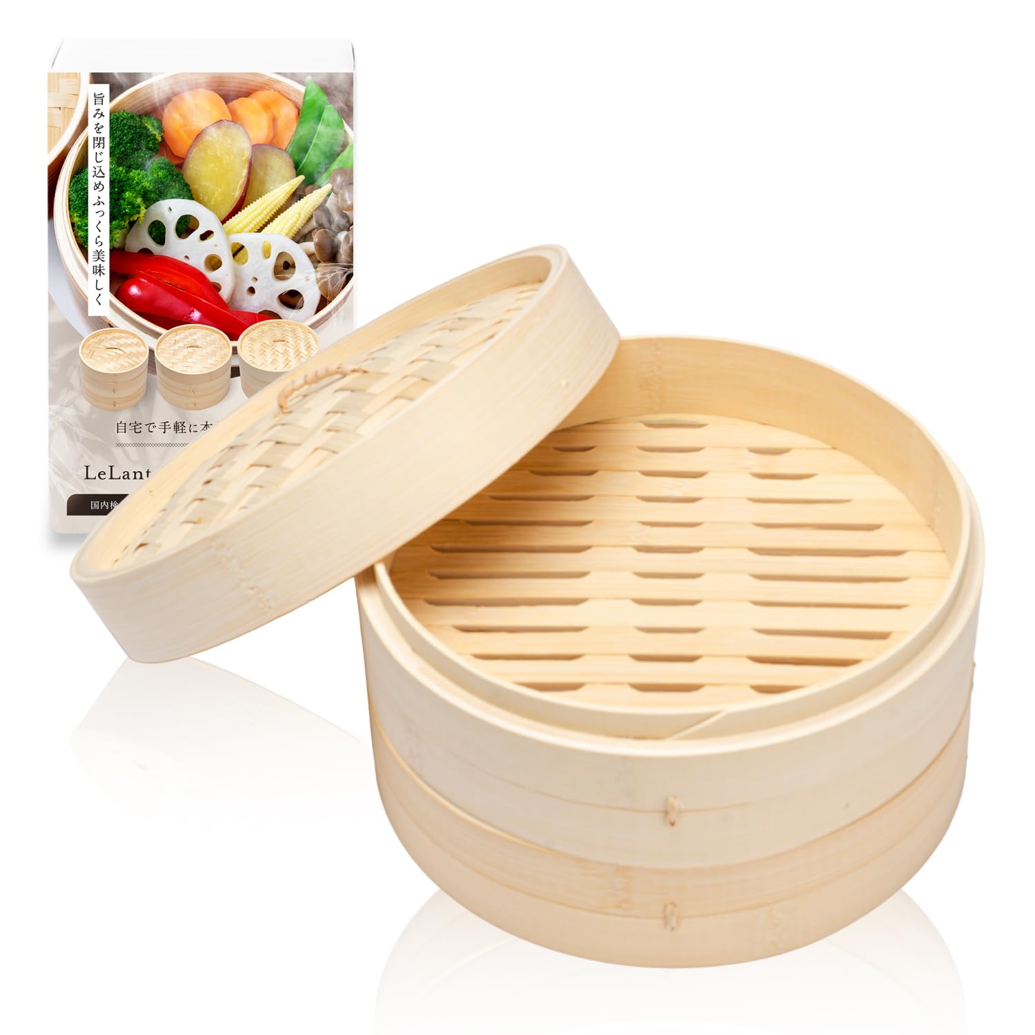 

[Featured in Croissant] LeLante Bamboo Steamer, 2-Tier Set with 50 Dedicated Steaming Sheets (24cm Pot Not Included)