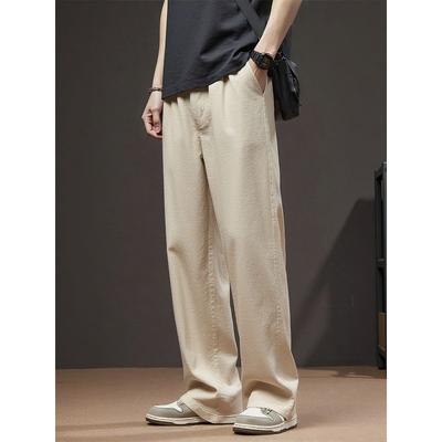 Old Money Style Linen Pants for Men, Summer Thin Loose Straight Cotton-Linen Trousers, Export Men's Clothing, Japanese Casual Long Pants
