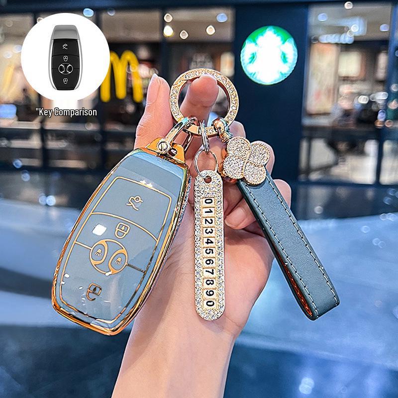 BAIC EX3 Electric Vehicle Key Fob Protective Case with Buckle Bag - Full Coverage for R600 Model