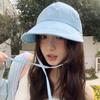Wide Brim Striped Peaked Cap Drawstring Women Sun Hat Foldable Sunscreen Baseball Hat  Sports