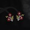 Elegant S925 Silver Floral Earrings with Zircon, Light Luxury Niche Design for Women 2026