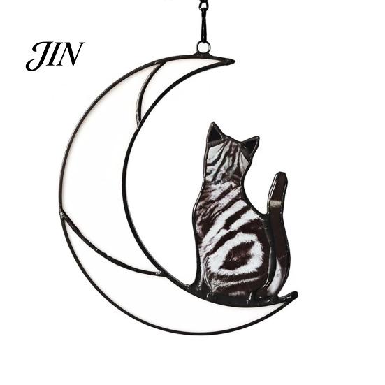 Acrylic Cat Suncatcher Hanging Pendant with Chain, Animal Ornament for Window Gift Home Wall Decor, Cute Lover Room Decoration Creative