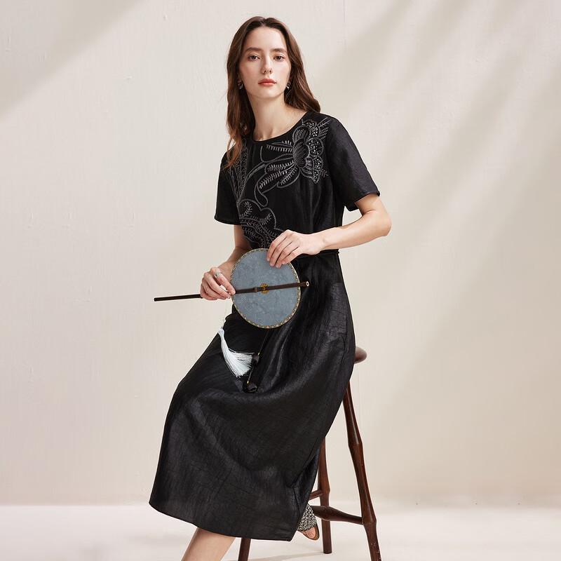 Zhaojun 2026 Spring/Summer Heavy Embroidered Mulberry Silk Dress