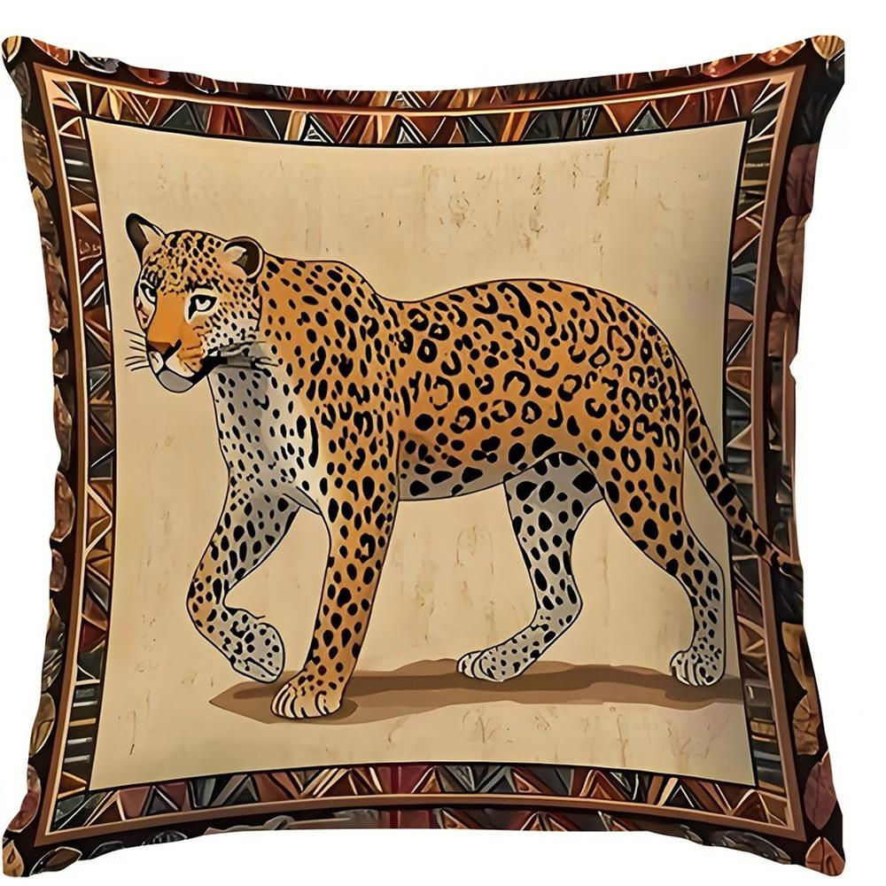 1/4 Stück 2D Flach- Vintage Leopard Afrikanischer Stammesdruck Kissenbezug Haus Bauernhaus Außen Dekoration Kissenbezug