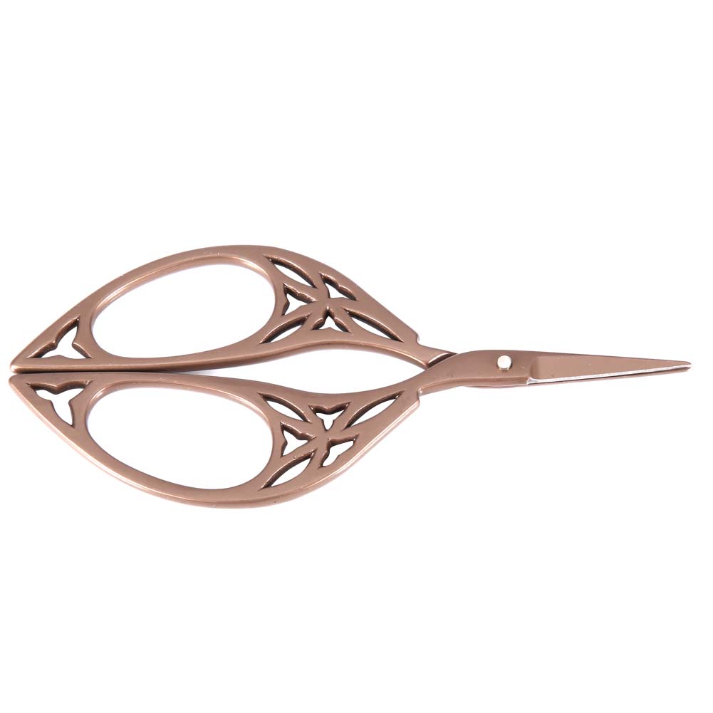 Vintage Creative Leaf Design Scissors Stainless Steel Household Needlework Scissors (Tawny)