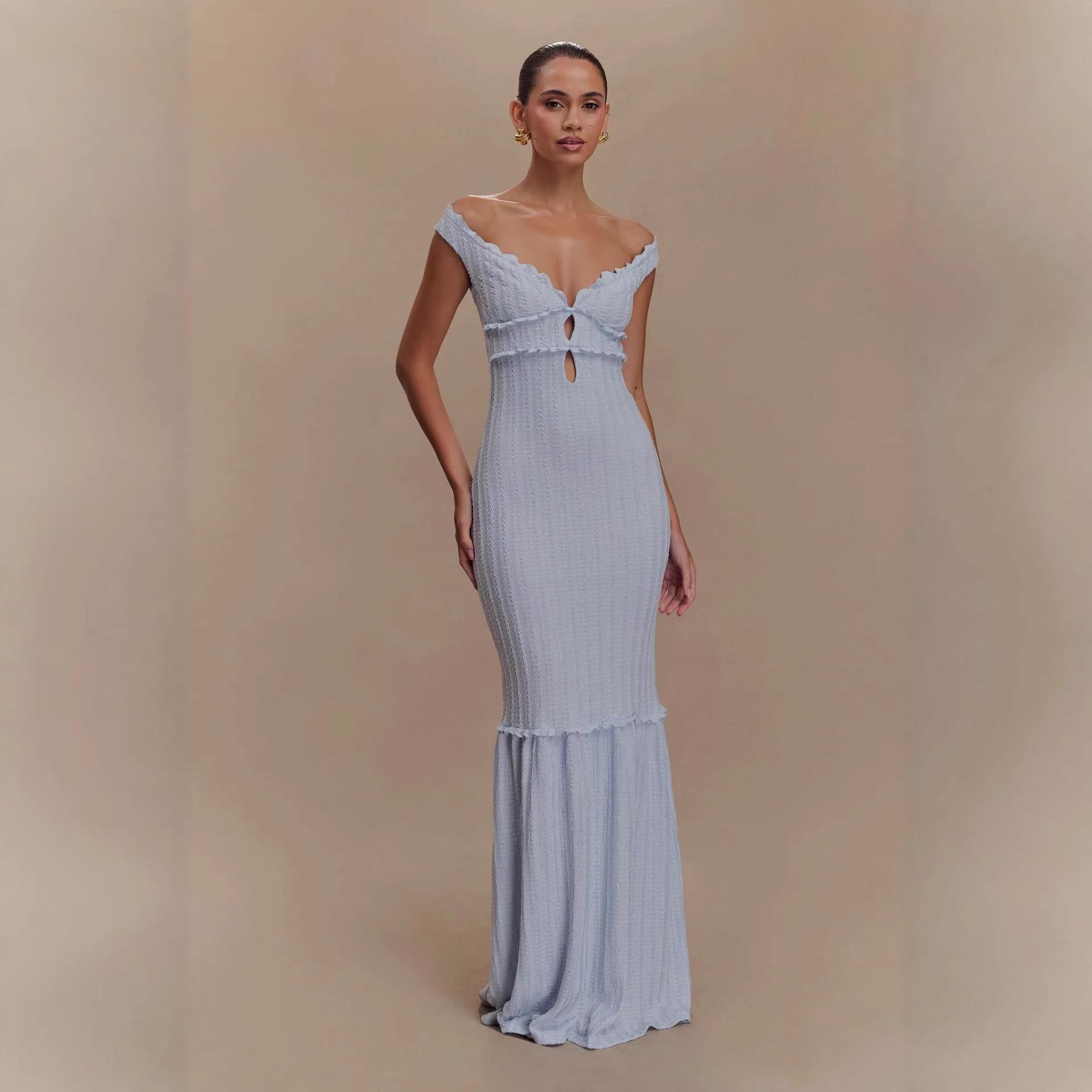 Cross2026 European Style Women s V-neck Backless Lace-up Slim Dress - Spring/Summer Collection. L