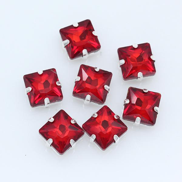 Strassuri Pătrate din Sticlă de Cristal cu Gheare Argintii, Artizanat Cusut pe Piatră, Accesorii Vestimentare, Rochie de Mireasă, Pantofi, Geantă, Garnitură DIY