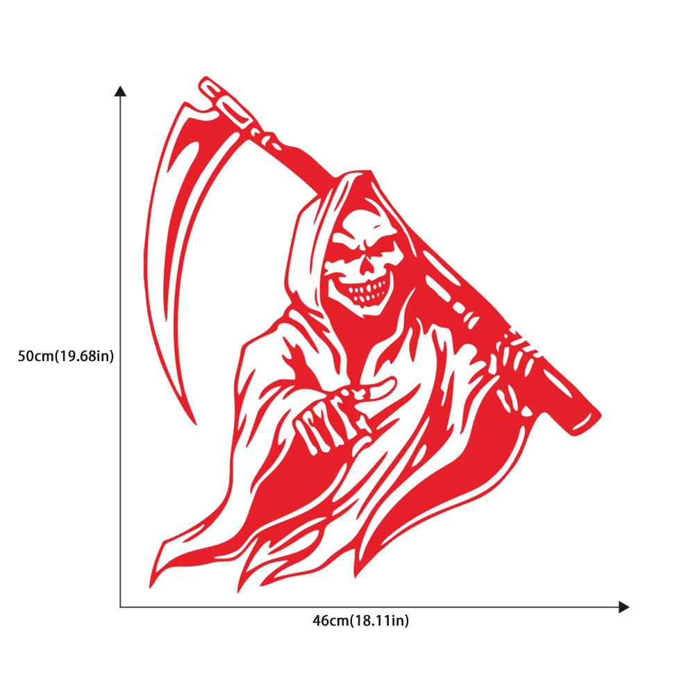 

Наклейка на автомобиль Grim Reaper Scythe, универсальная клейкая наклейка на автомобиль, декоративная наклейка на автомобиль красный