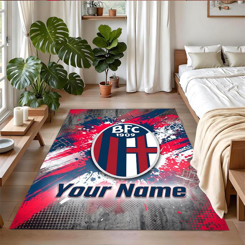 Crystal Velvet Rug Custom Name Text, Soft Non Slip Floor Mat Home DecorBologna FC