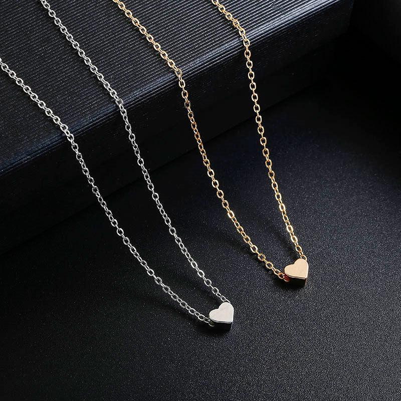 European & American Style Heart Pendant Necklace - Elegant Alloy Clavicle Chain for Women