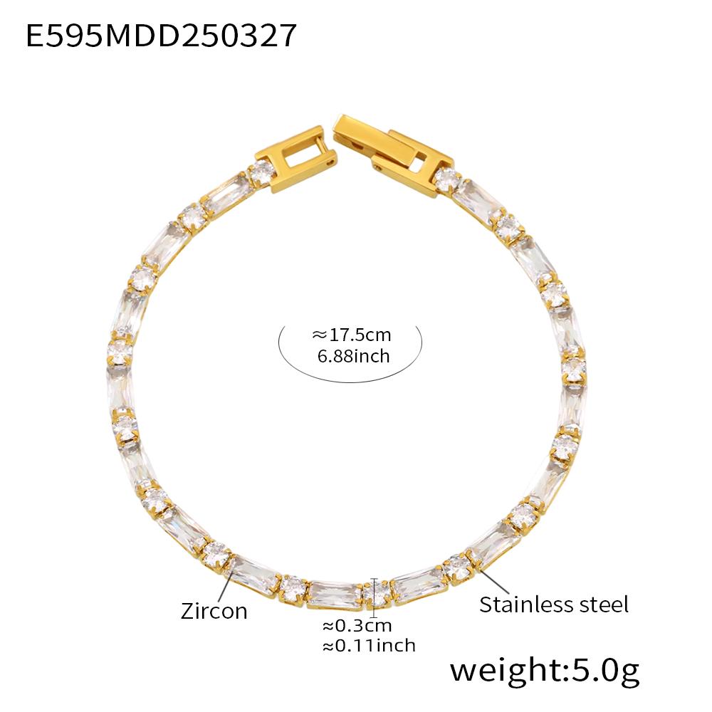 

316 Stainless Steel Gold-Plated Luxury Bangle for Women Fashion Square Round Colorful Zirconia Bracelet Female Charms Zircon