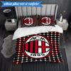 Set Biancheria da Letto Morbido Stampato AC Milan 3 Pezzi, Include 1 Copripiumino e 2 Federe Perfetto per Camera da Letto, Dormitorio, Regalo per Fan