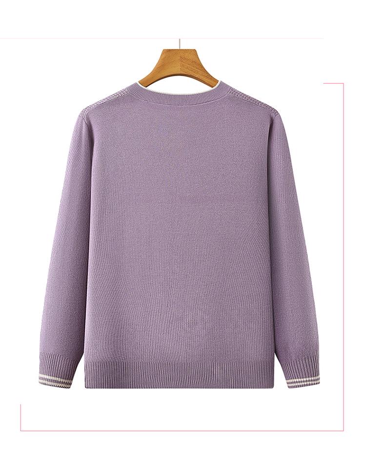 2025 New Style Grandma's Knitwear: Spring & Autumn Long Sleeve Pullover for Middle-Aged & Elderly Women