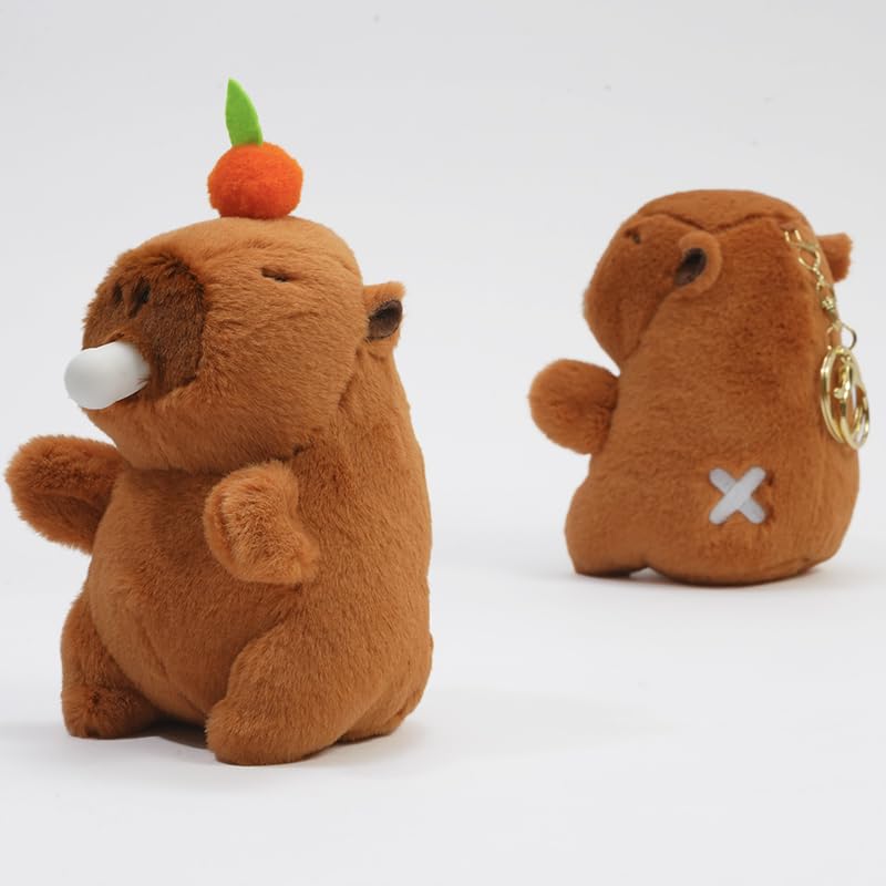 Clearstone Capybara Plush Chavimaru Nose Brown Keychain, Lantern, 18.5cm,
