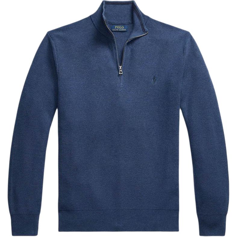 

Polo Ralph Lauren Однотонный свитер вафельной вязки на молнии до середины с вышивкой логотипа маленькой пони для мужчин 710932304514 XS