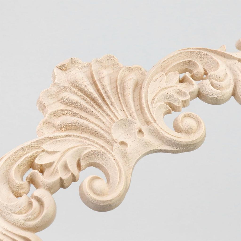 Wealrit 5 PCS Wood Carved Appliques Unpainted Wooden Decorative Onlays Furniture Corner/Center Decals for Door Wall Ceiling Cabinet Dresser(3.9" x