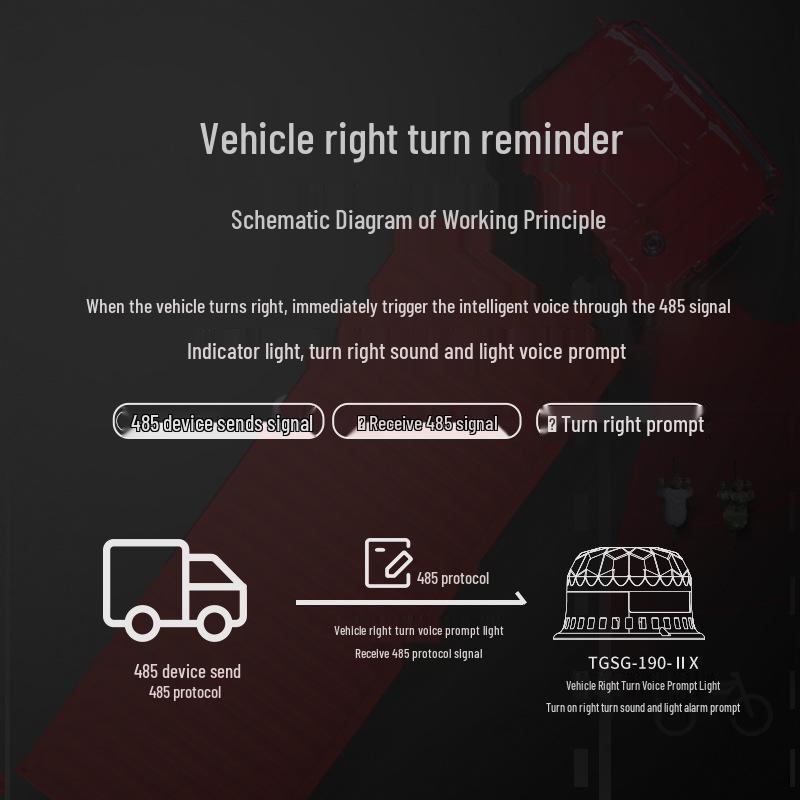 TGSG-190-II-X Forklift Right Blind Spot Voice Alarm, 12V Vehicle Warning Light