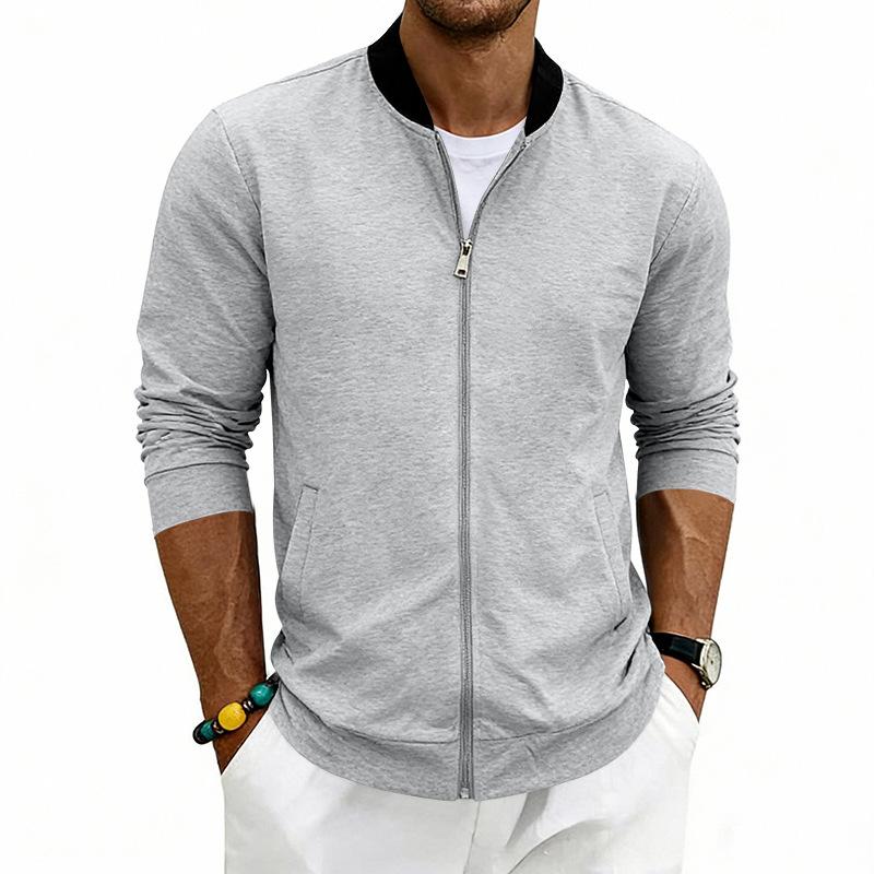 Men's Spring-autumn Lightweight Retro Simple Flight Stand-up Collar Jacket Baseball Shirt Jacket Cardigan