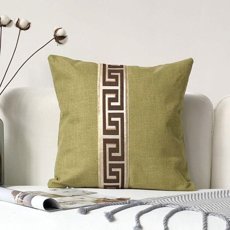 New Modern European Style Plaid Striped Linen Solid Color Pillowcase Office Home Sofa Cushion Cover Core