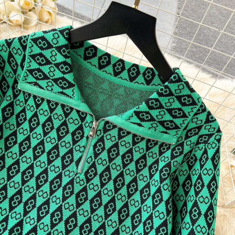 Invierno Vintage Elegante Nuevo Conjunto de 2 Piezas Mujer Estilo Americano Retro Slim Trajes de Pantalón Femenino Estampado Cintura Alta Casual Conjuntos 2024